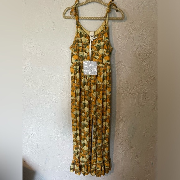 Kate Quinn Floral Yellow and Orange Flare Jumpsuit - Picture 1 of 5